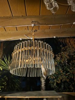 4-Light Brushed Brass Crystal Chandelier