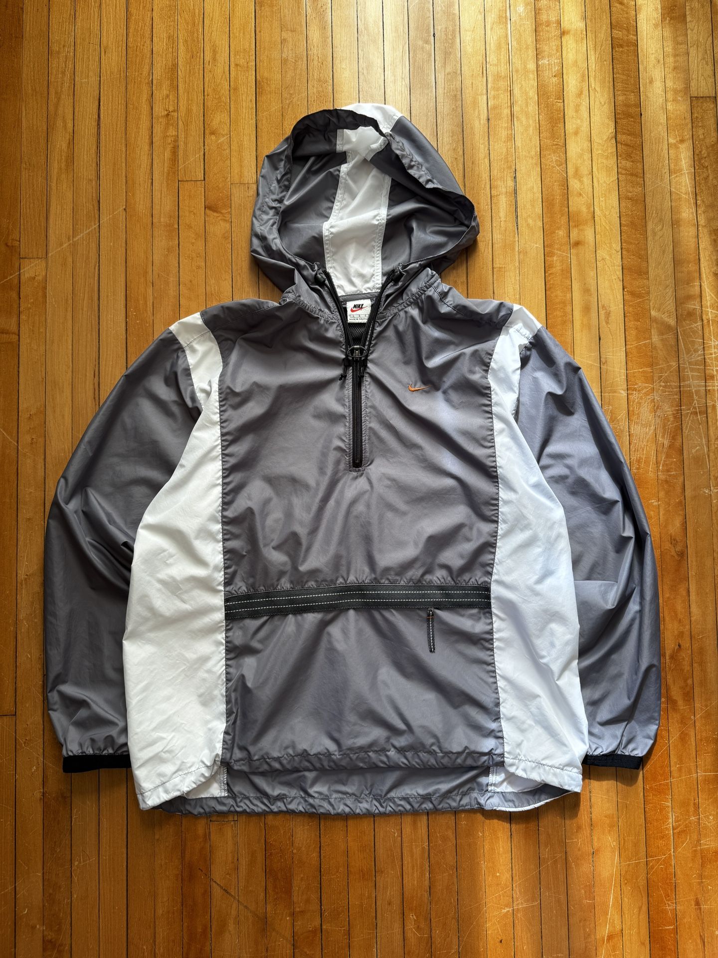 VTG 90's Nike Windbreaker 1/4 Zip Jacket Gray/Orange Sz. L