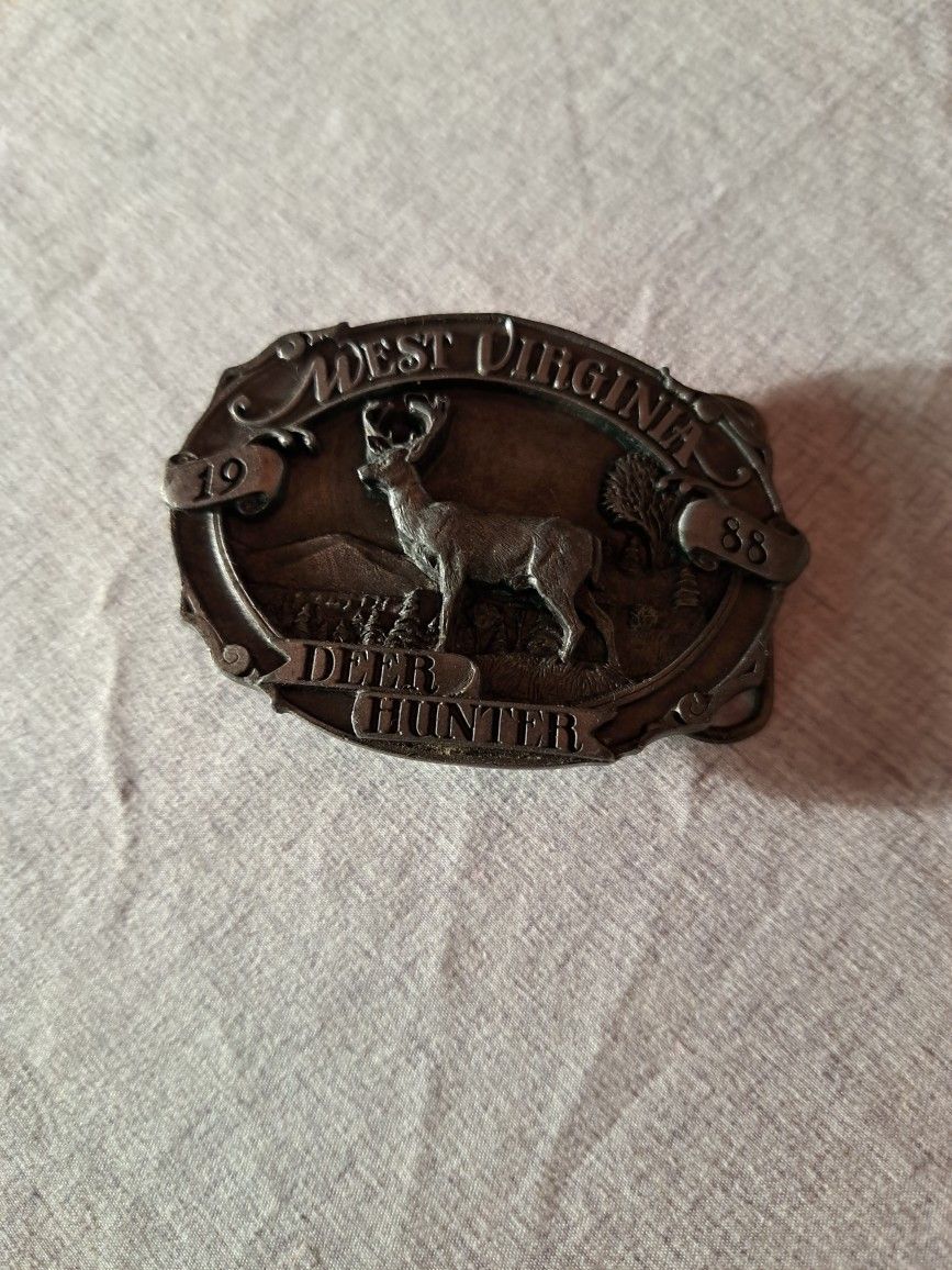 Vintage West Virginia 1988 Deer Hunter Belt Buckle