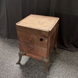 Repurposed Wood Side Table with Metal Legs