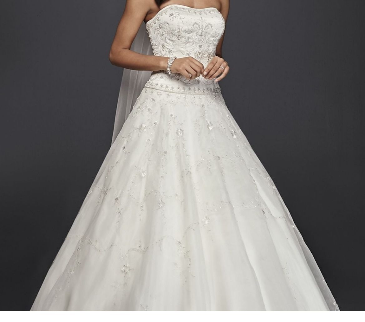 oleg cassini satin bodice organza wedding dress STYLE# CT258