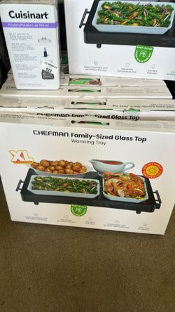 Chefman family sized glass top warming tray