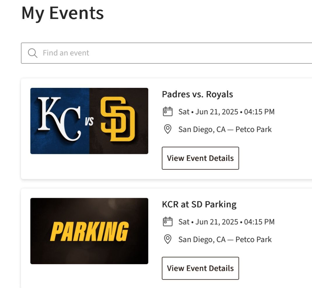 3 PADRES/ ROYALS TICKETS, SATURDAY 6/21 SEC 205, WITH PARKING