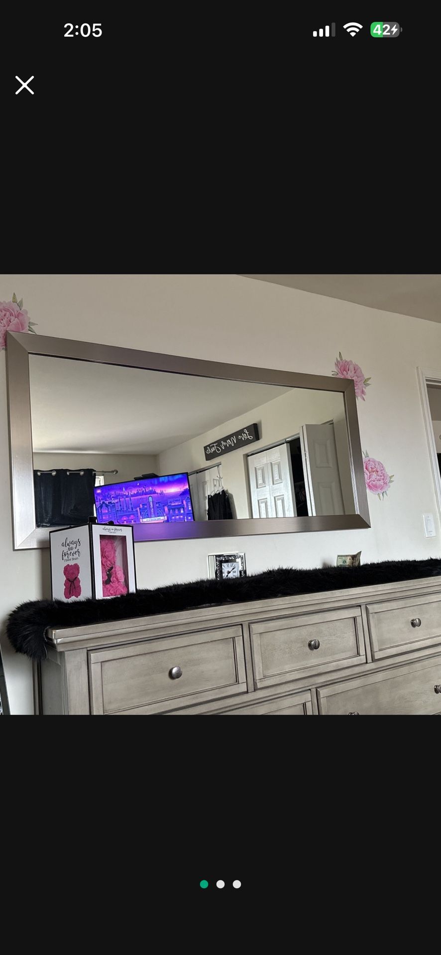 Mirror Silver 65”H x 30”W