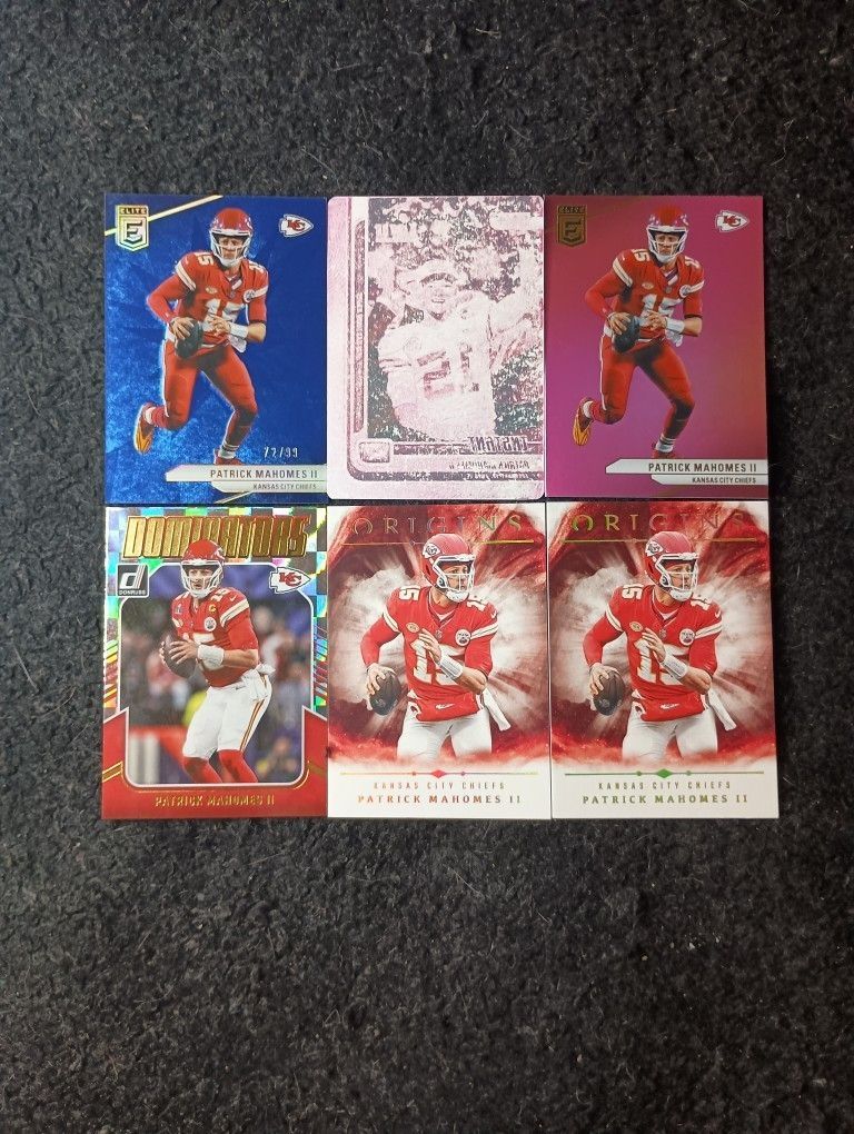 Patrick Mahomes Red Printing Plate 1/1 + 5 Patrick Mahomes Cards (Read Description For Details)