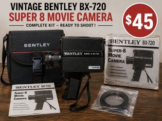 Vintage Bentley BX-720 Super 8 Movie Camera w/ Case & Manual