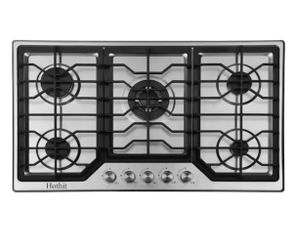 Elexnux 34 in. 5-Burners Recessed Gas Cooktop in Stainless Steel with Gas Cooker Stove Propane Gas/Natural Gas Convertible
