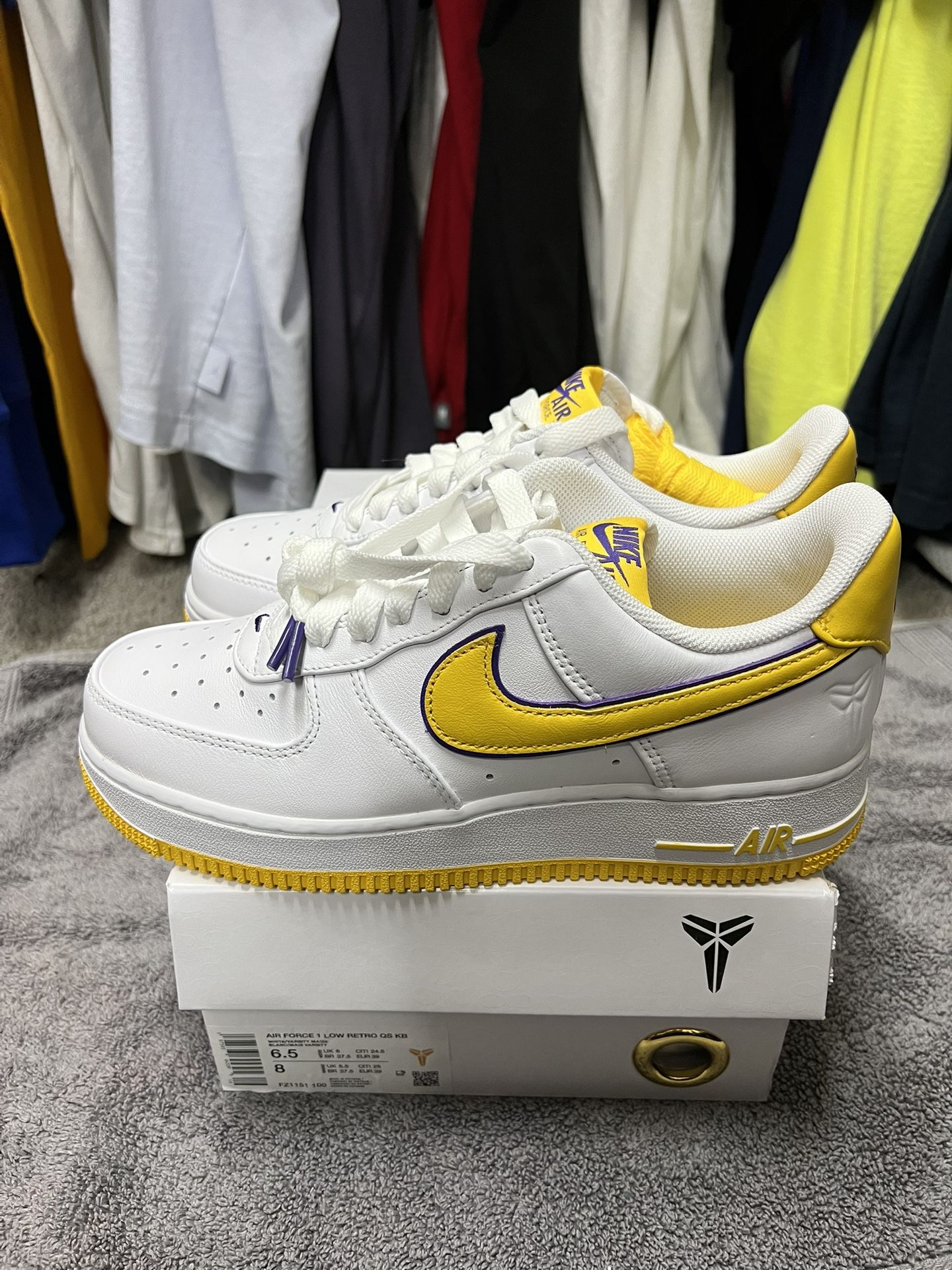 Nike Air Force 1 “Kobe Bryant Home” Size 6.5 Men’s/8 Women’s
