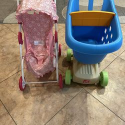 Doll Stroller, Grocery Cart, and Horse Drawn Carriage You