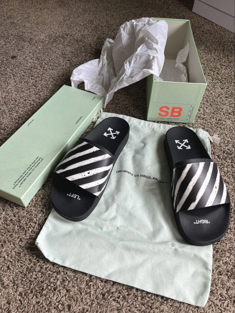 OFF WHITE STRIPE SLIDES