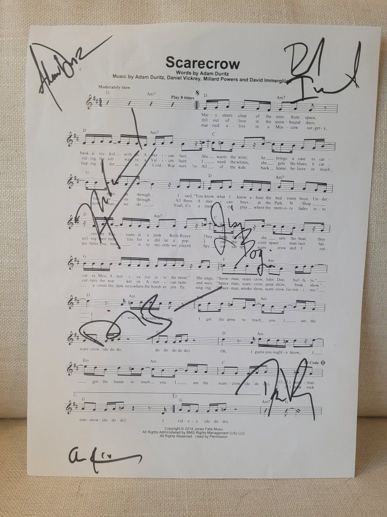 Counting Crows SIGNED  Music Sheet