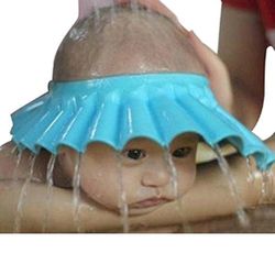Baby Shower Bathing Cap Soft Shower Cap Hat Wash Hair Shield for Children Kids (Blue)