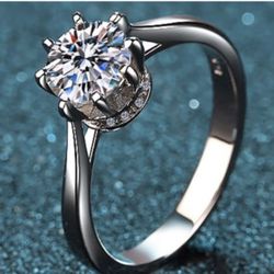 Solid Sterling Silver925  Moissanite Ring Size 6 & 7