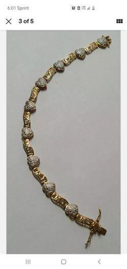 New Yellow gold Vermil over Sterling silver Diamond love bracelet