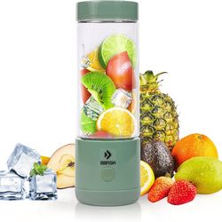 Portable Blender Juicer Cup for Smoothie and Shake Rechargeable, Mini Mixer, 13.5 Oz (Green)