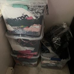 clothes of different sizes are all sold there are shoes and clothes all for 120