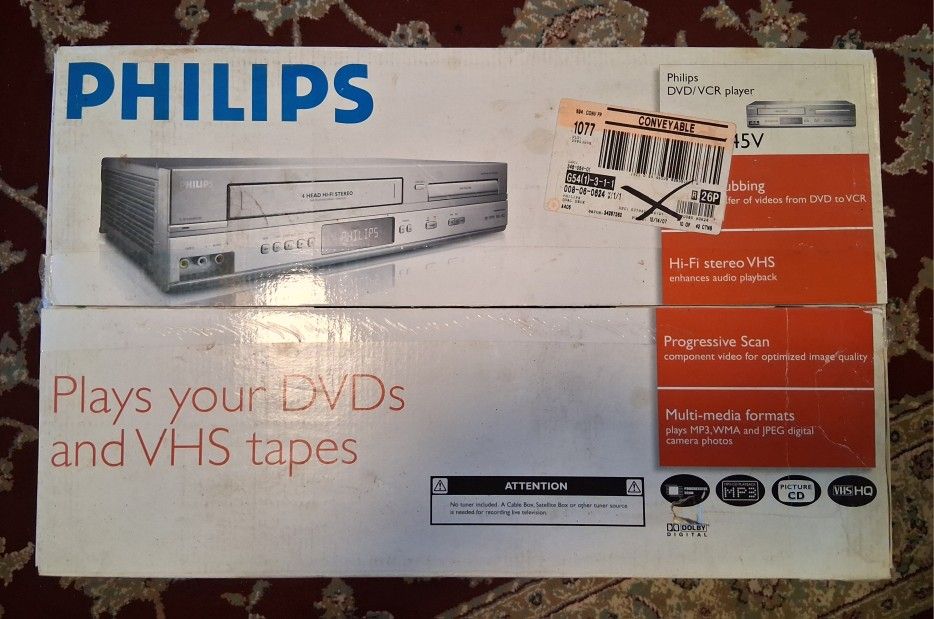 PHILLIPS DVD/VCR PLAYER COMBO - DVP 3345 V (New)