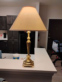 Brass Table Lamp with Cream Shade
