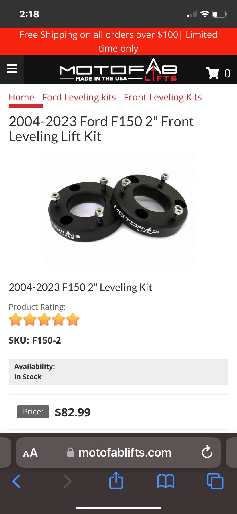 2” F150 Leveling Kit