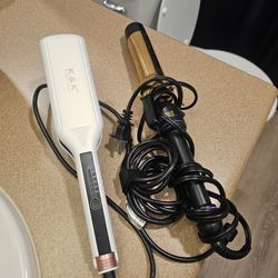 K&K Professional Flat Iron and Curling Iron Set