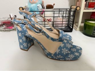 Blue Floral Heels