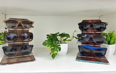 Custom sunglass holder , wood and acrylic