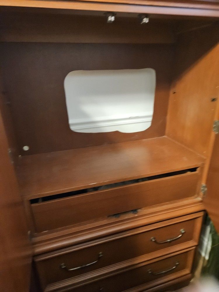 Oak Bedroom Set and Orange Chair