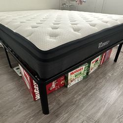 Queen size bed frame with mattress