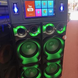 19" Touch Screen loud Bluetooth Kareoke Party Speaker. YouTube app . Android 14.0.  2 free 🎤 🎤