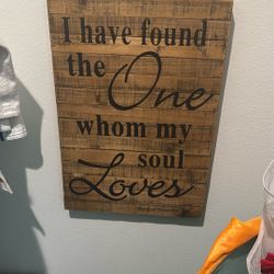 🤍 Rustic “I Have Found the One Whom My Soul Loves” Wall Sign