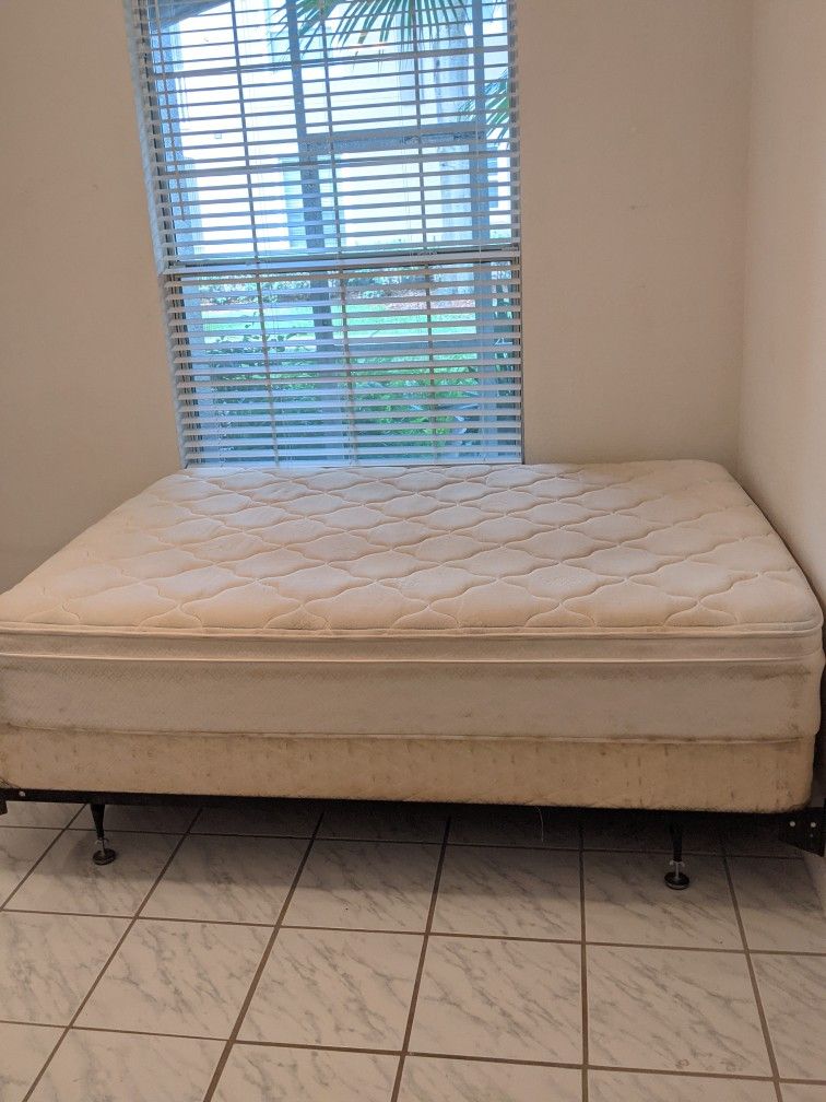 Used Mattress For Sale With Box Spring & Metal Bed Frame