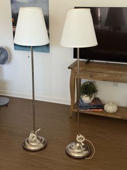 Pair of Brushed Nickel Floor Lamps