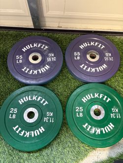 HulkFit Bumper Plate Set - 55lb and 25lb Pairs