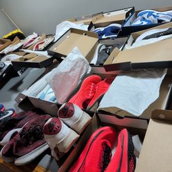 Tons of Nike brand shoes with boxes more without mainly size 10 and 10.5 mens