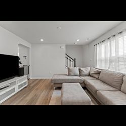 Modern Sectional Sofa with Ottoman – Clean & Comfortable Beautiful modern di  (One seat zipper ripped)