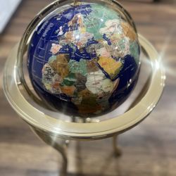  Marble Globe With Tall Brass Stand