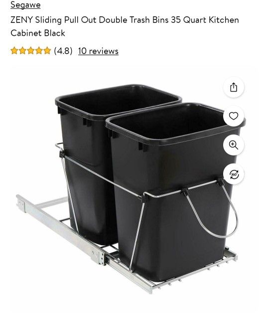 Sliding Pull Out Double Trash Bind 35 Quart Kitchen 