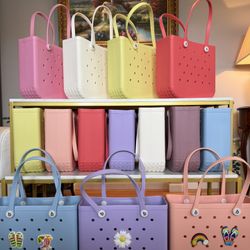 New Medium EVA Tote Bag - Chic & Durable. Comes with free pouch and free charms! Shipping available.