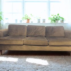 **Free Delivery** Gorgeous, Like New, Grey MCM Velvet Sofa