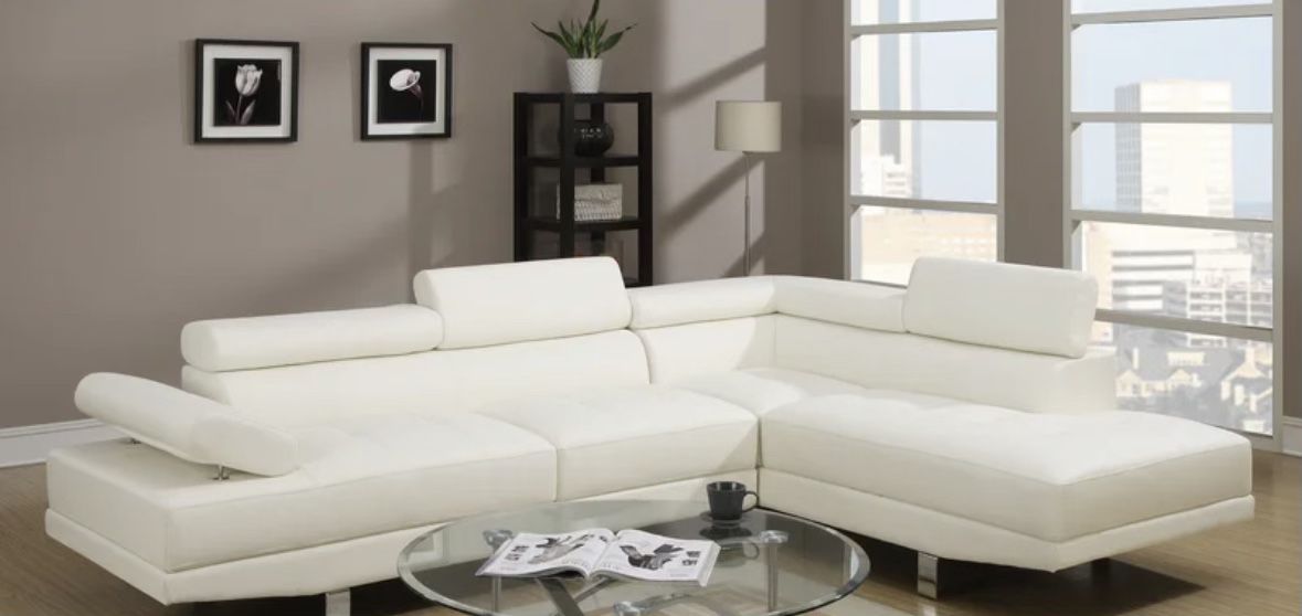 Sectional Sofa White Leather 