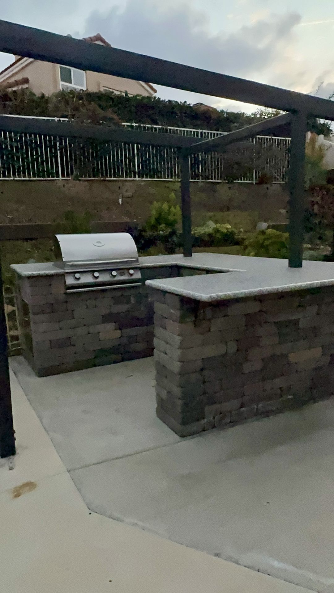 Custom Built Barbecue Island with Bbque Grill And Mini Fridge