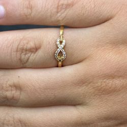 14K Cubic Zirconia Gold Infinity Ring