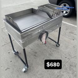 Plancha De 24” Con Freidora De 2 Canastas | Incluye Manguera Con Regulador 