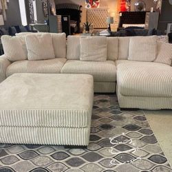 Hot Deal 🤝Comfortable 👌Lindyn Ivory 3 piece sectional Sofa with chaise