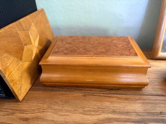 Wooden Keepsake Box with Burl Wood Lid