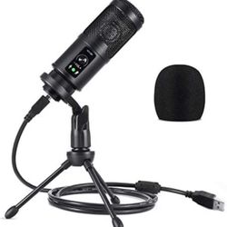 USB Microphone for Computer, Gaming Microphone with Tripod Stand, 192KHZ/24BIT PC Condenser Microphone for Recording Streaming YouTube Zoom Podcasting