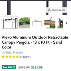 Aleko Aluminum Outdoor Retractable Canopy 