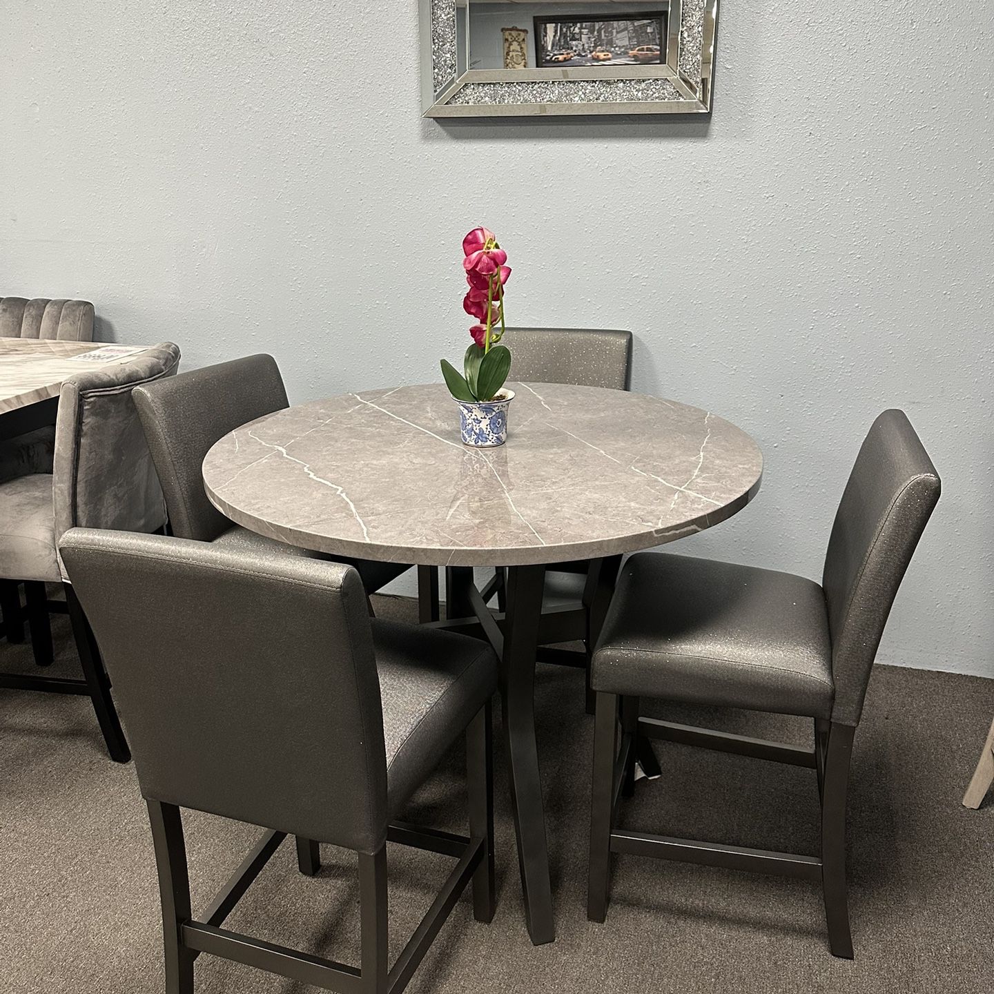 5PC Gray Dining Table Set