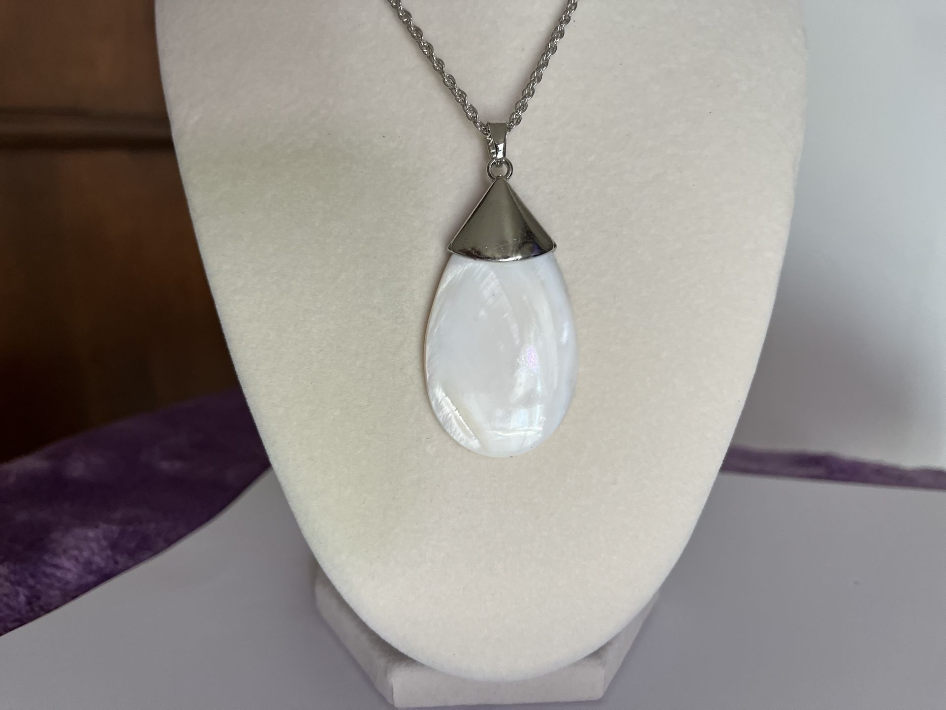 Handmade Mother Of Pearl Teardrop Necklace