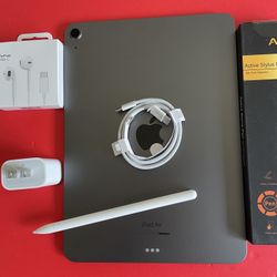 Apple IPad Air 5th Generation (10.9” Liquid Retina/ M1 chip / 2022 Model) 64GB with pen, keyboard case & Accessories (256gb $499)